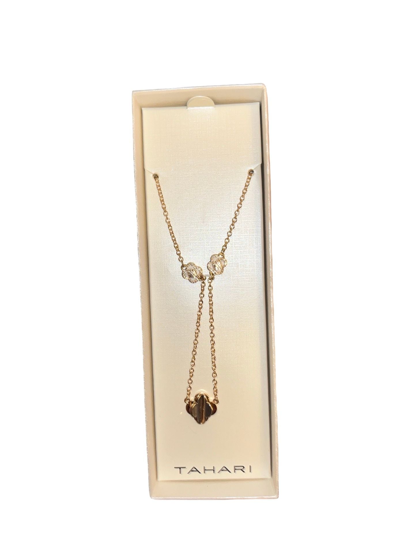 Tahari Gold-Tone Floral Lariat Adjustable Slider Necklace With Pave Crystals 38$